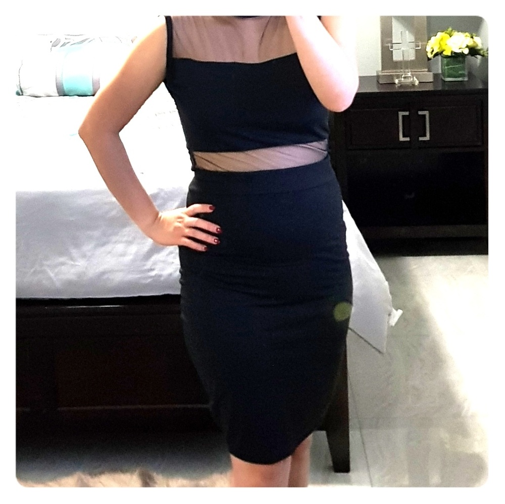 Black Mesh Sleeveless Top Bodycon 2 Piece Set